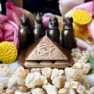 Egyptian Pyramid Incense Burner   Resins    Solid Brass  Incense   Brass Burner  Dhoop  Cone  Spiritual Gift  Frankincense Resin