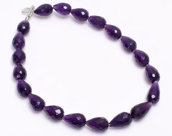 AAA+ Perles à facettes en goutte d’améthyste droite, perles de poire en pierre précieuse en améthyste naturelle, perles à facettes en améthyste, perles d’améthyste, 9X7 12X7 mm