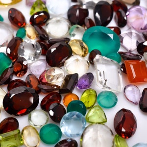 SALE 50+ Cts Mixed Loose Gemstones Multi Color Stone Mix Shape Stones Faceted Cut Stone Lot Natural Gems Birthstone Jewelry Making Stone