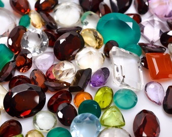 SALE 50+ Cts Mixed Loose Gemstones Multi Color Stone Mix Shape Stones Faceted Cut Stone Lot Natural Gems Birthstone Jewelry Making Stone