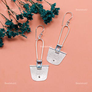 Sky Blue Topaz Earrings For Wife, 925 Solid Sterling Silver Earrings Jewelry, Square Cut Earrings, Drop Dangle Earrings, Daughters Gift