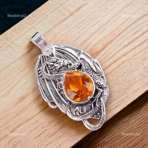 Citrine Birthday Pendant, November Birth Gemstone, Pear Gemstone Pendant Jewelry, 925 Solid Sterling Silver Pendant, Boho Pendant
