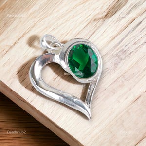 Emerald Silver Pendant, Oval Cut Pendant Jewelry, May Birthstones, 925 Sterling Silver Pendant, Gift For Bestie, Handcrafted Pendant