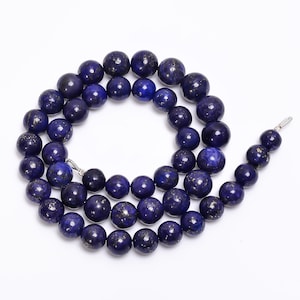Natural Lapis Lazuli Round Beaded Necklace, Lapis Lazuli Smooth Plain Beads Necklace, Lapis Lazuli Gemstone Necklace, Beads on Sale