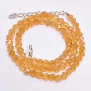 AAA+ Citrine Rondelle Faceted Saucer Shape Beads Necklace, Natural Gemstone Beads, Citrine Beads Necklace, Faceted Citrine Necklace