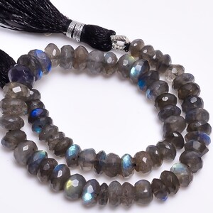 AAA+ Natural Labradorite Rondelle Faceted Beads, Labradorite Gemstone Beads, High Luster Labradorite Beads, Flashy Labradorite Bead