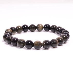 Zwart gouden obsidiaanarmband, draadarmband, helende kristallen armband, edelsteenarmbanden, armbanden voor vrouwen, valentijnscadeau, reiki-sieraden
