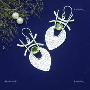 Peridot Handmade Earrings, 925 Solid Sterling Silver Birthday Earrings Jewelry, Dangle Earrings, Round Gemstone Earrings, August Birthstone
