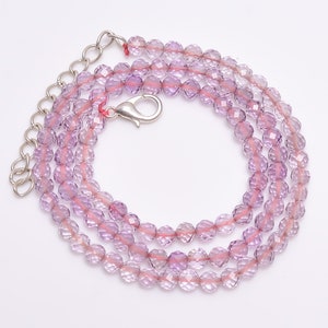 Beautiful Amethyst Round Faceted Stone Beads Necklace, Natural Gemstone Beads, AAA Amethyst Beads Necklace, Purple Amethyst Faceted Necklace