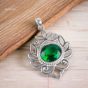 Emerald Silver Pendant, 925 Sterling Silver Wedding Pendant, May Birth Gemstone Pendant, Oval Cut Pendant Jewelry, Gift For Best Friend