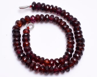 100% Natural Mozambique Garnet Rondelle Faceted Beads, Red Garnet Gemstone Beads, Dark Red Color Garnet Beads, AAA+ Red Garnet Beads Strand