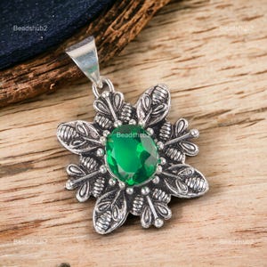 Emerald Anniversary Pendant, Oval Cut Pendant Jewelry, 925 Solid Sterling Silver Pendant, May Birthstone Pendant, Gift For Friends