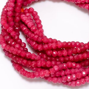 Pink Agate Gemstone Beads, Agate Rondelle Shape Beads, Pink Agate Faceted Beads, 2X2 3X2 mm Agate Beads Strand 13.5&quot; Agate For Crafting