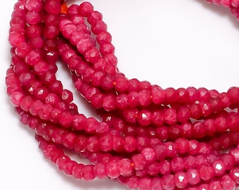 10 Fili Perline Sfuse In Pietra Naturale – Giada Rosa E Rossa Sfaccettate Rotonde 2mm – Ingrosso - Foto 3