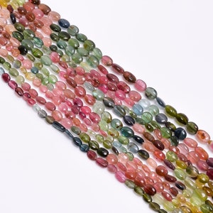 Multi Tourmaline Smooth Oval Shape Beads 14&quot;, Natural Multi Tourmaline Beads, Tourmaline Oval Beads, Multi Color Beads, Tourmaline Jewelry