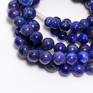 AAA+ Natural Lapis lazuli Gemstone Round Beads, Lapis Smooth Beads, Lapis 6X6 9X9 mm Strand 10&quot; For Crafting Beading Jewellery
