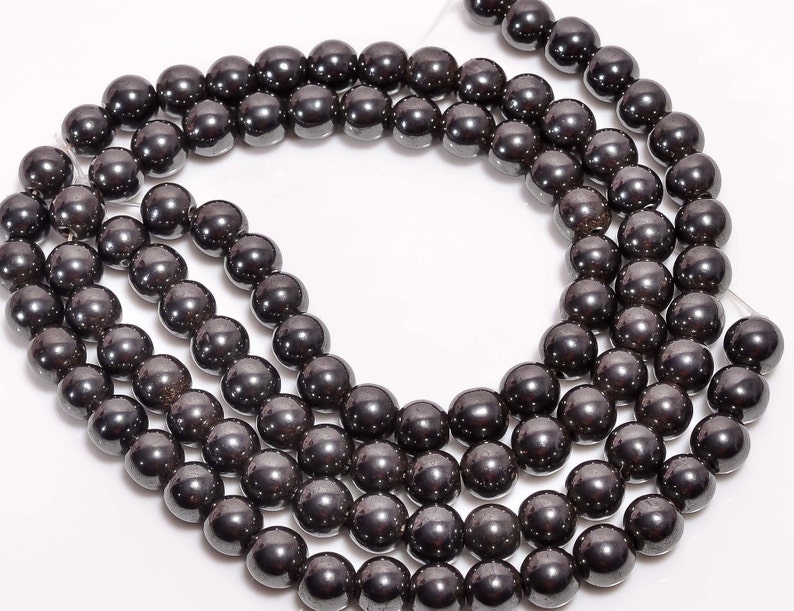 8mm Grade A Round Loose Beads 15.5 inch Full Strand-Wholesale Price-Beads In Bulk Titanium Noir Black Hematite Gemstone 6mm
