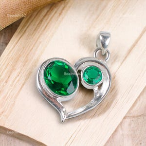 Emerald Pendant For Wife, 925 Sterling Silver Birthday Pendant, May Birthstones, Oval Gemstone Pendant Jewelry, Gift For Best Friend
