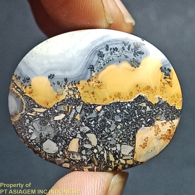 45ct Brown Gray Black Jasper /'Landscape/' Picture Agate ~Natural Untreated
