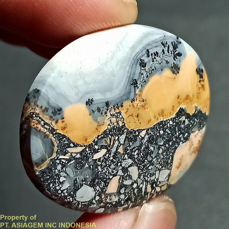 45ct Brown Gray Black Jasper /'Landscape/' Picture Agate ~Natural Untreated