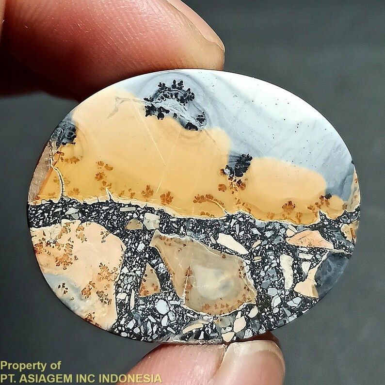 45ct Brown Gray Black Jasper /'Landscape/' Picture Agate ~Natural Untreated