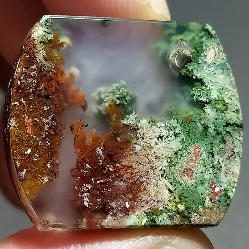 32ct Natural Green Brown Red GARDEN Moss agate ~Stunning Landscape Picture~