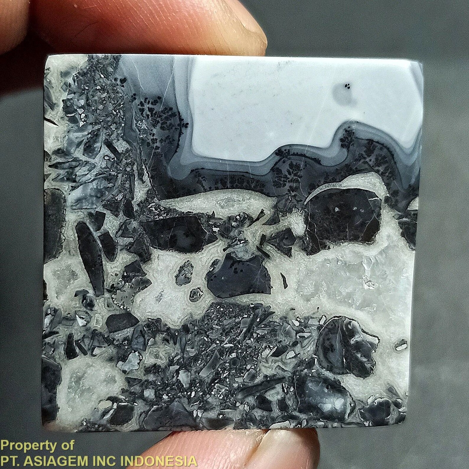 95ct Gray Black White Jasper 'Landscape' Picture Agate Etsy