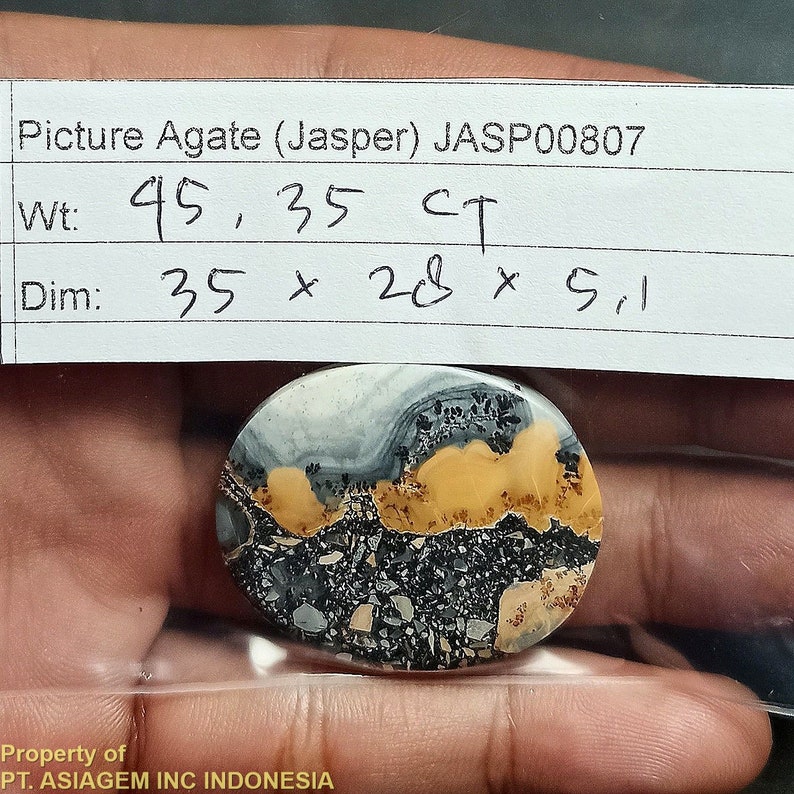 45ct Brown Gray Black Jasper /'Landscape/' Picture Agate ~Natural Untreated