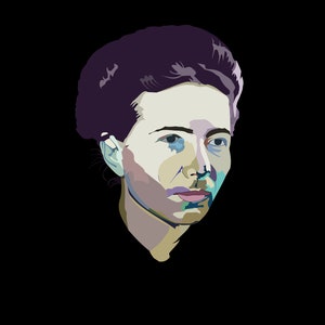 Simone de Beauvoir portrait print, art print, original limited edition, gift, memorabilia, decor, poster, wall art