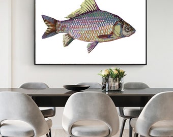 Rudd Fish, hand illustrated digital print, art print, original limited edition, gift, memorabilia, decor, poster, wall art