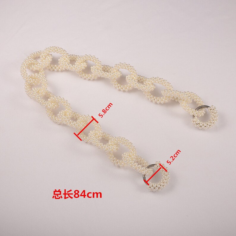 Fashion High Quality Pearls Purse Chain Strap Bling Gem Strap Chain O Rring Clasps Decorative Chain Handbag Strap Thick Bag Handle Chain