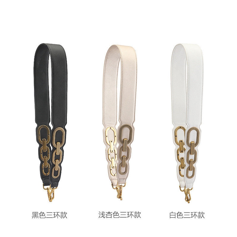 Genuine Leather Metal Ring Purse Strap New Replacement Shoulder Handbag Chain Cross-body Strap Bag Pochette Handle 4.5cm Width 89cm Long