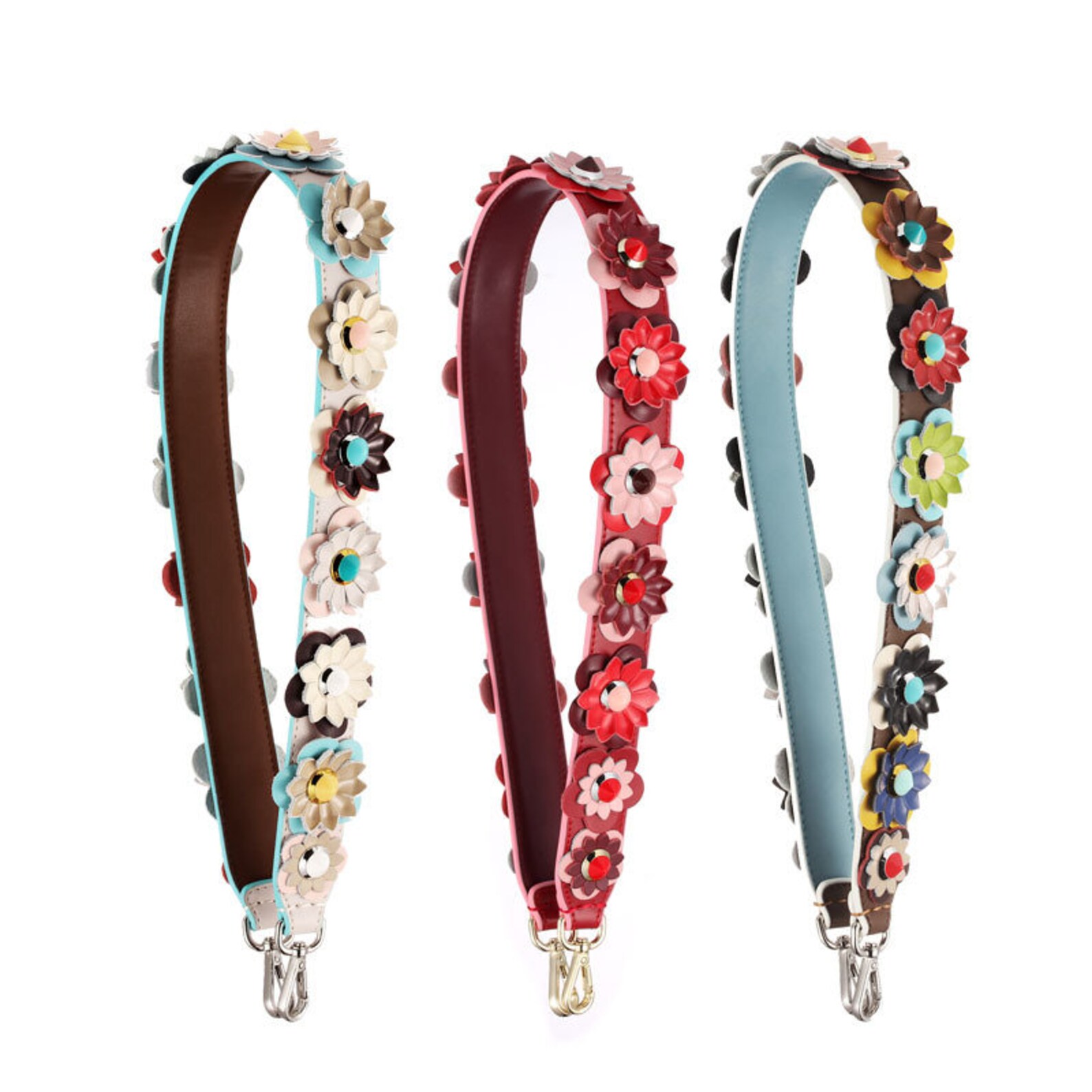 4.5cm Width 90cm Long Genuine Leather Rivet 3D Flower Purse Etsy