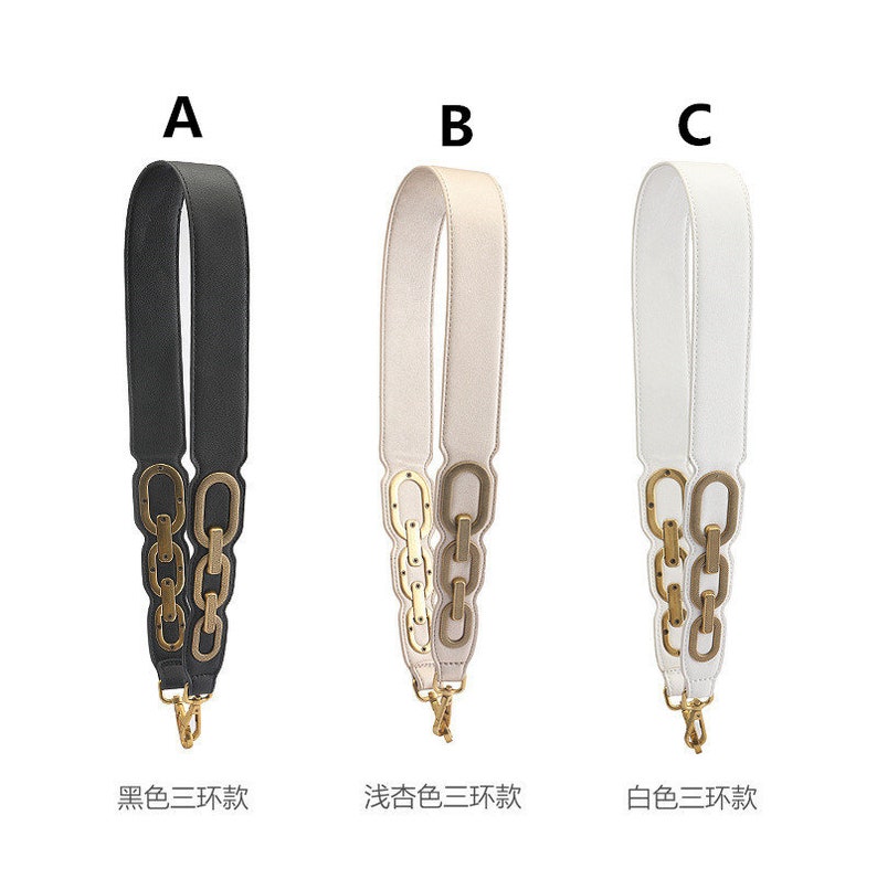Genuine Leather Metal Ring Purse Strap New Replacement Shoulder Handbag Chain Cross-body Strap Bag Pochette Handle 4.5cm Width 89cm Long