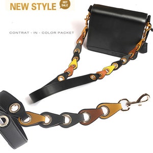 3.3cm Width 104cm Length, Colorful Cowhide Leather Purse Strap, Crossbody Strap, Bag Pochette Handle, New Replacement Shoulder Handbag Chain