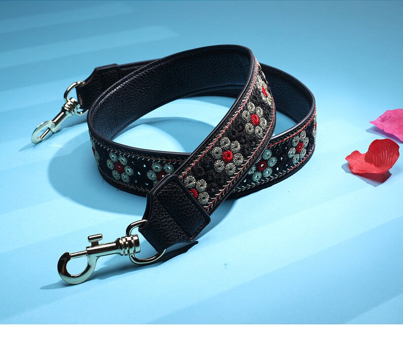 4.5cm Width 110cm Long Genuine Leather Embroidery Crystal Purse Strap Crossbody Strap Bag Pochette Handle Replacement Shoulder Handbag Chain