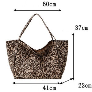 Große Wiederverwendbare Tasche, Leopard print Schultergurttasche, Eco Tragetasche, Oversized Canvas Tasche, Alltägliche Große Tasche, Casual Daily Handtasche Bild 5