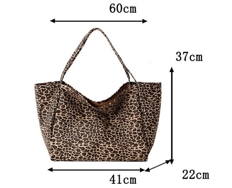 Große Wiederverwendbare Tasche, Leopard print Schultergurttasche, Eco Tragetasche, Oversized Canvas Tasche, Alltägliche Große Tasche, Casual Daily Handtasche Bild 5