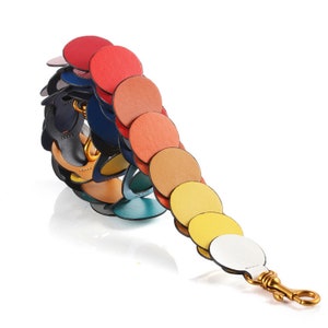 4.5cm Width 95cm Long, Colorful Leather Purse Strap, Rainbow Circle Crossbody Strap, Bag Pochette Handle, Replacement Shoulder Handbag Chain