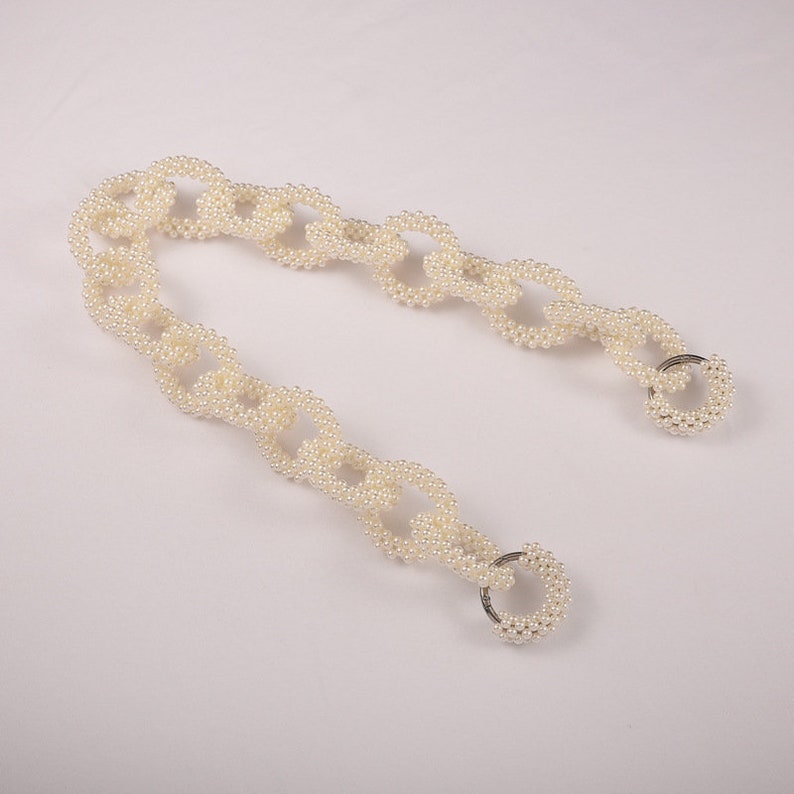 Fashion High Quality Pearls Purse Chain Strap Bling Gem Strap Chain O Rring Clasps Decorative Chain Handbag Strap Thick Bag Handle Chain