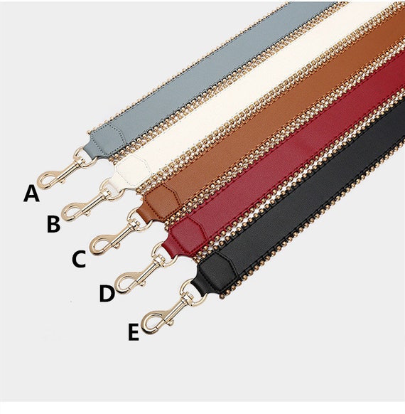 4cm Width 105cm Long, Genuine Leather Bead Pearl Purse Strap, Cross-body Strap, Bag Pochette Handle, New Replacement Shoulder Handbag Chain
