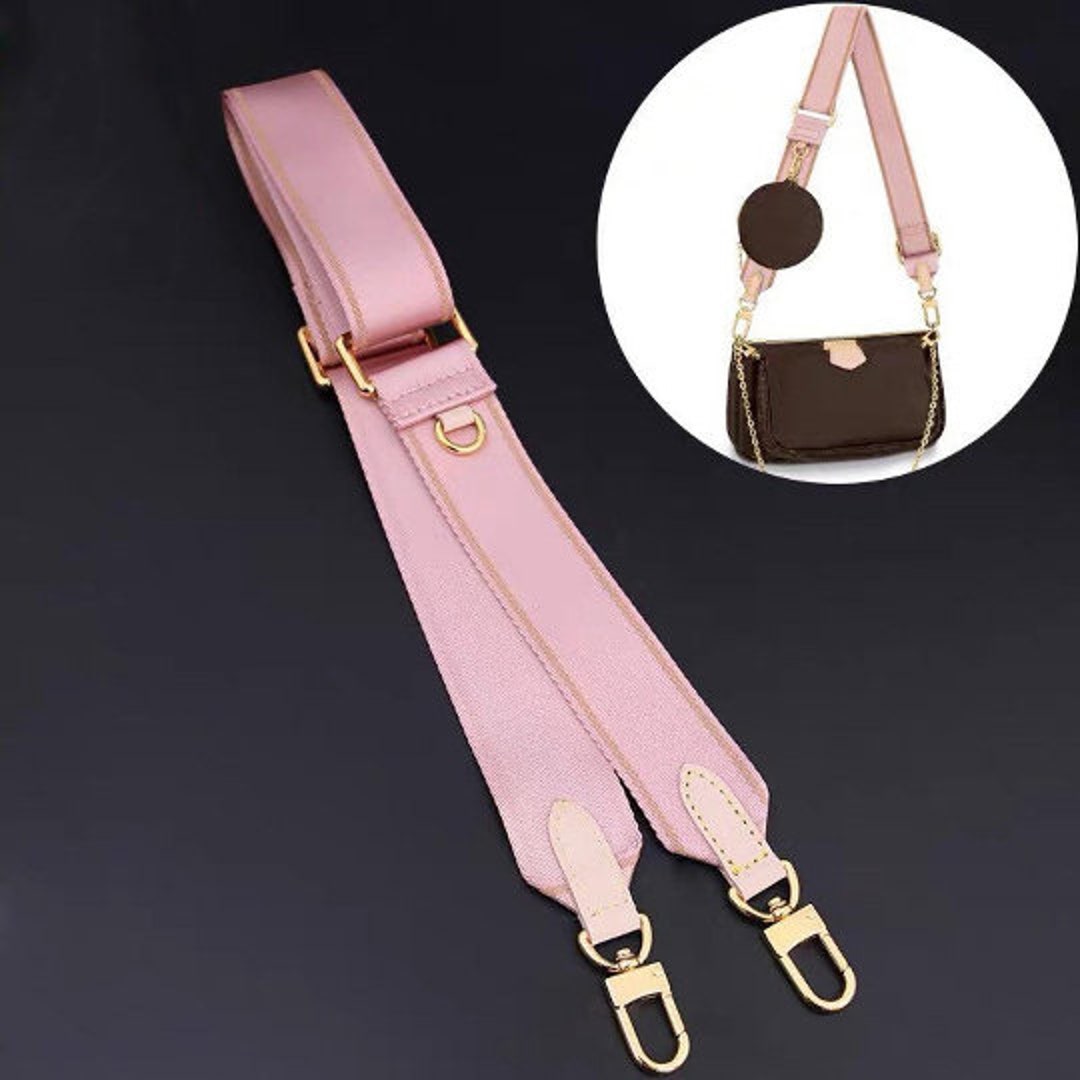 Multi Pochette Accessories Replacement Strap Adjustable Crossbody Wide Cavas Strap for Shoulder Bags Multi Purpose Strap (Pink)