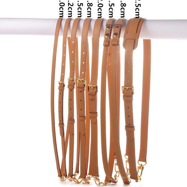 1/1.2/1.5/1.8/2/2.5cm Width Genuine Leather Purse Strap, High Quality Crossbody Strap Bag Pochette Handle Replacement Shoulder Handbag Chain