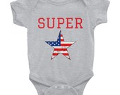 Säugling Body Superstar Babygrow oder Ihren eigenen Text verwitterten Stern Flagge USA, weiß-rosa-schwarz oder grau, Babygrow Babyshower Geschenk von RadioNils