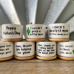 Mother's Day Succulent Planter, Cute Plant Pots, Mother Day Flower Pot image 1