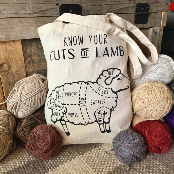 Cuts of Lamb Knitting Tote Bag