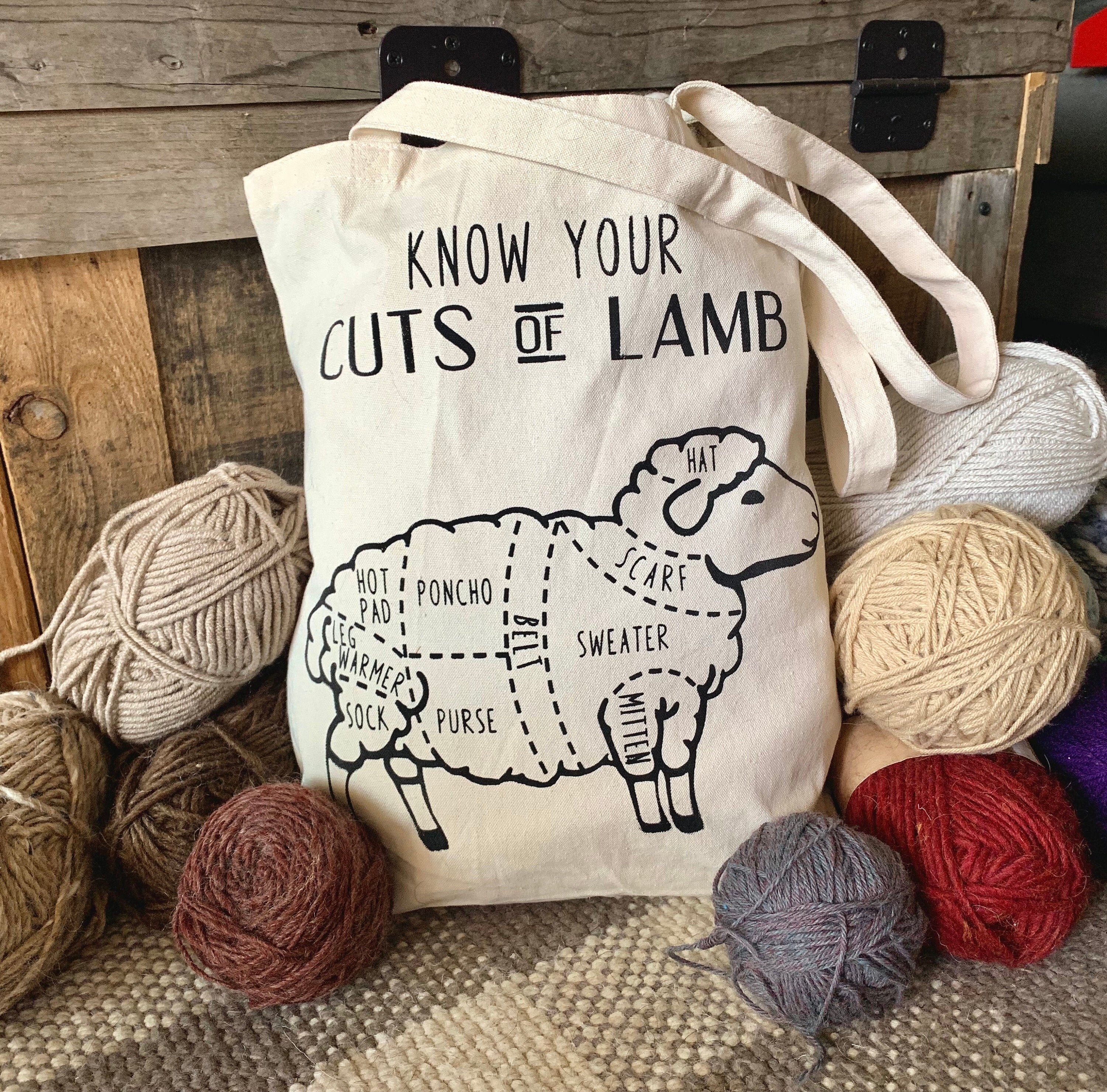 XYANFA Knitting Cuts Of Lamb Knitting Tote Bag Knitter Tote Bag Gift For  Knitter Knitting Lover Gifts Sheep Lamb Lover Gift Cuts of Lamb Tote Bag