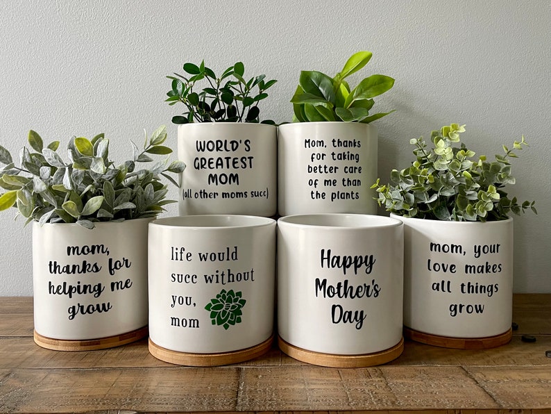 Mother's Day Planters 5 Inch Cute Plant Pots Funny Etsy