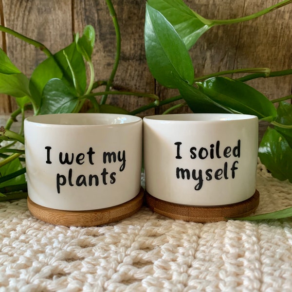 Accidents Happen - Succulent Planters 2 Pack, Funny Plant Pot, Small Succulent Planters