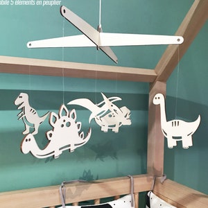 Mobile en bois Dinosaure A / Décoration chambre enfant & bébé Mobile 5 éléments